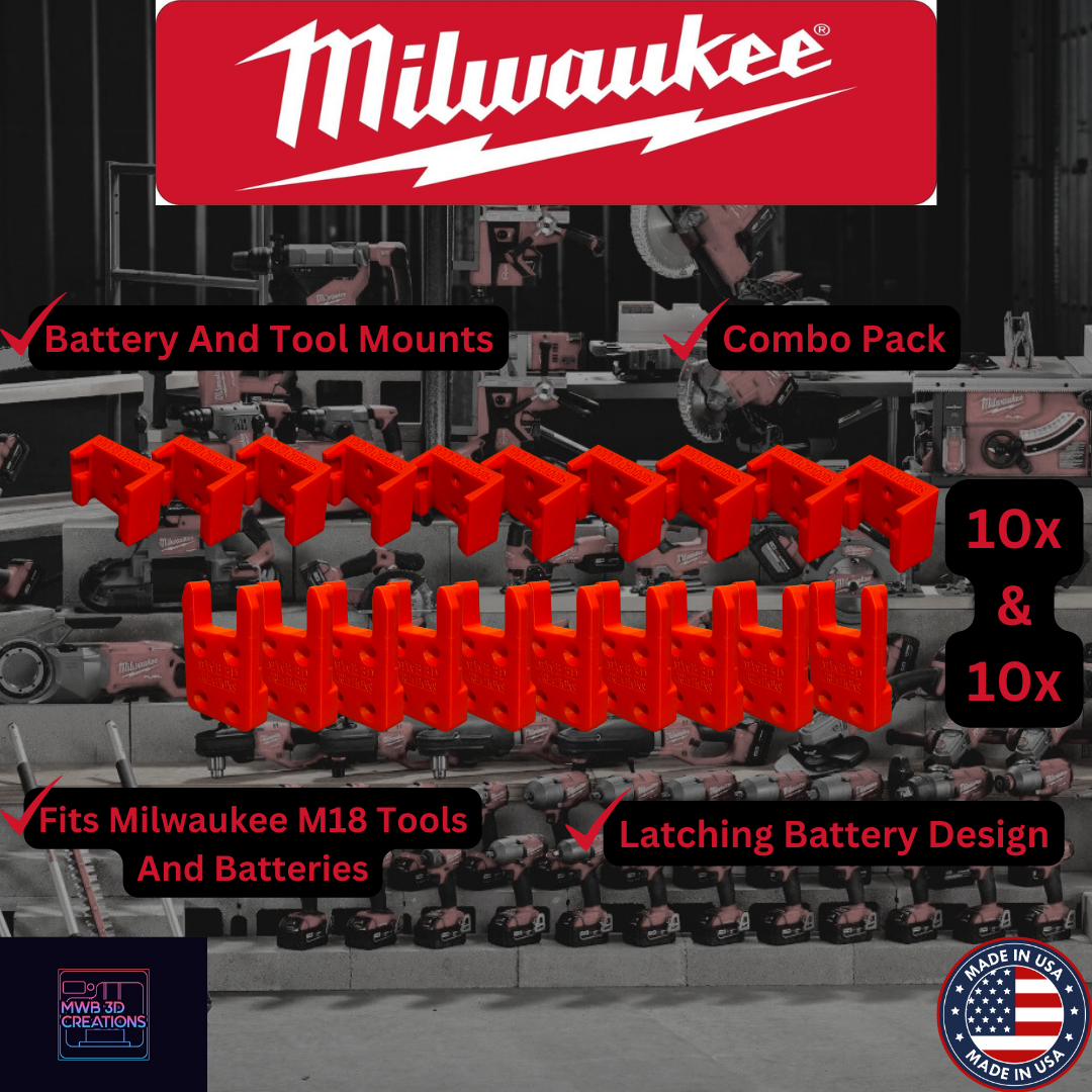 20 Piece Combo Pack! Milwaukee M18 Battery And Tool Mounts/Holders/Hangers -Heavy Duty