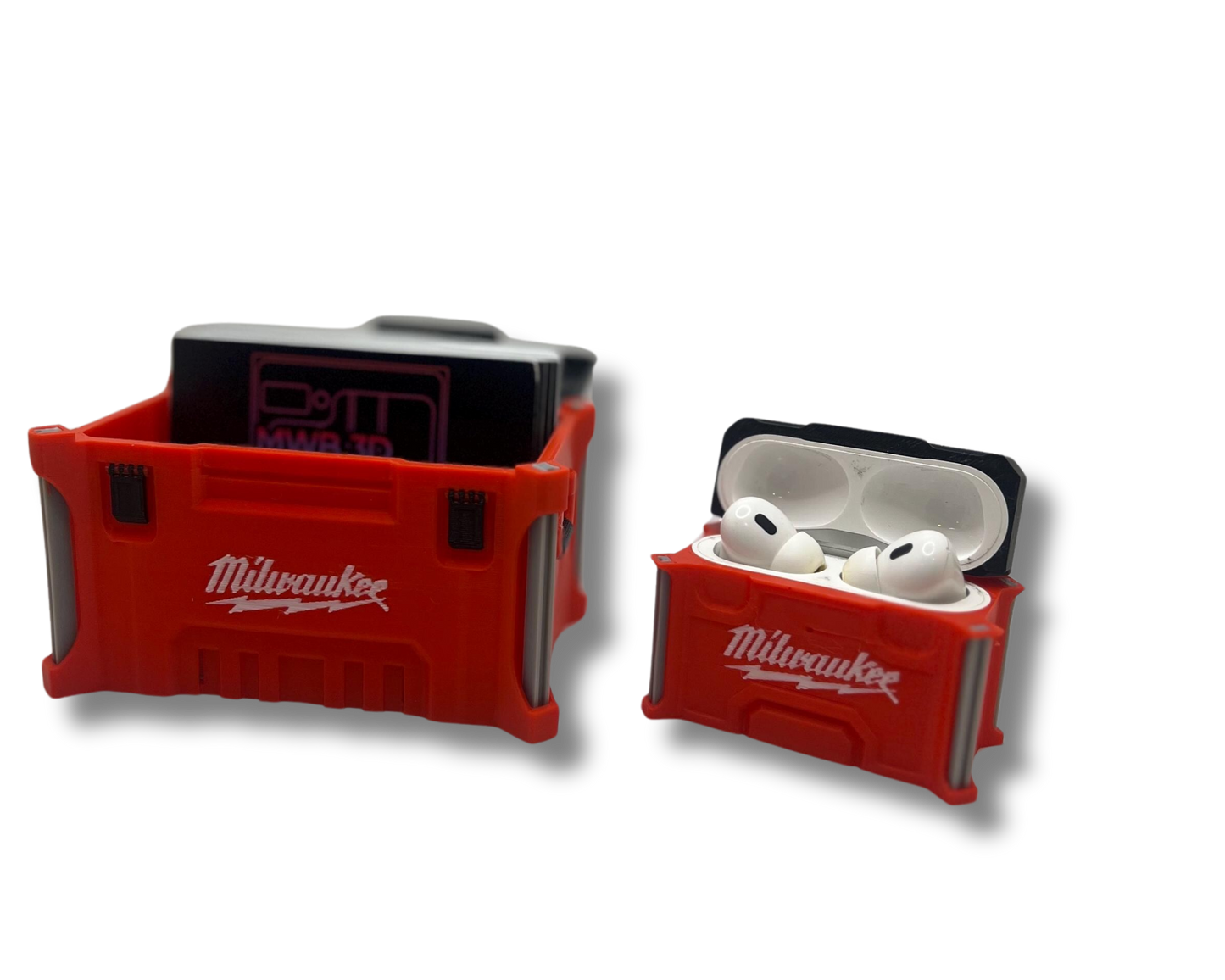 Milwaukee Gift Set: Business Card Holder/Stash Box & AirPods Pro Case - Accessories for Tool Lovers