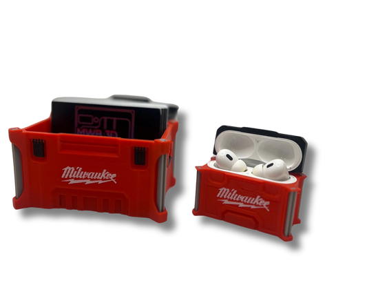 Milwaukee Gift Set: Business Card Holder/Stash Box & AirPods Pro Case - Accessories for Tool Lovers