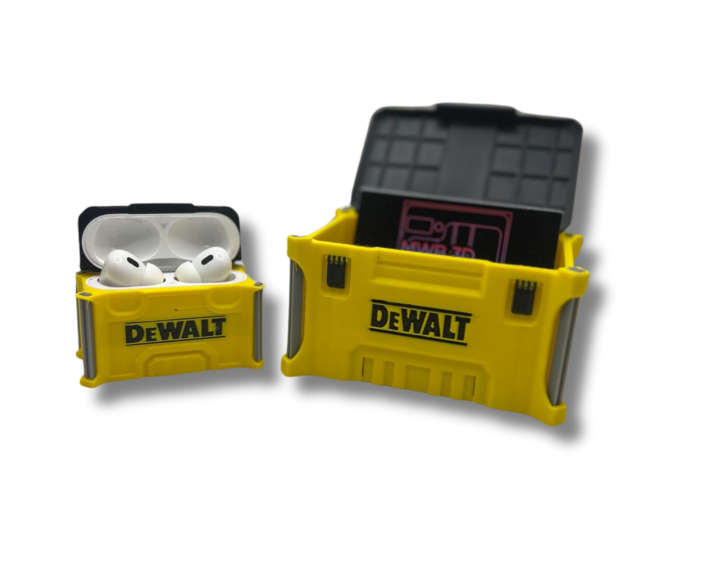Dewalt Gift Set: Business Card Holder/Stash Box & AirPods Pro Case Accessories for Tool Lovers