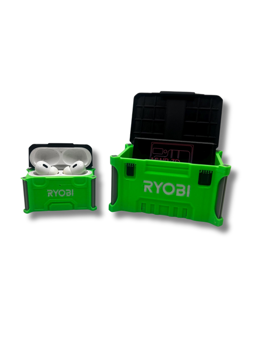 Ryobi Gift Set Business Card Holder/Stash Box & AirPods Pro Case Accessories for Tool Lovers