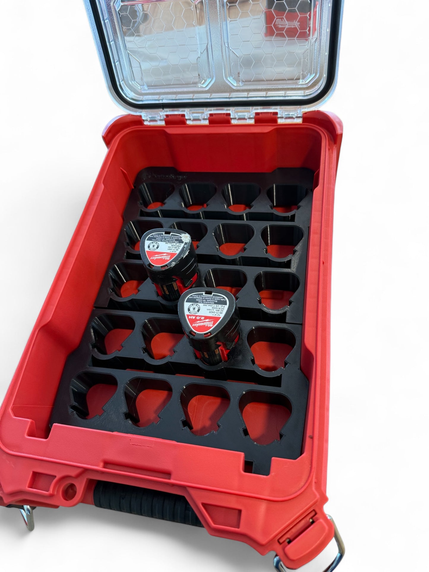 M12 Battery Insert For Milwaukee Packout Compact Organizer - Store up to 20 Batteries