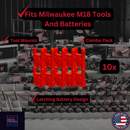 10 Piece Combo Pack! Milwaukee M18 Tool Mounts/Holders/Hangers -Heavy Duty